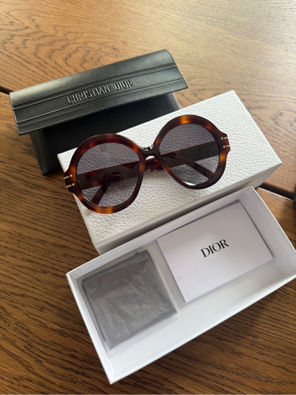 Christian Dior OVERSIZED SUNGLASSES Round Tortoiseshell  - Brown Lenses